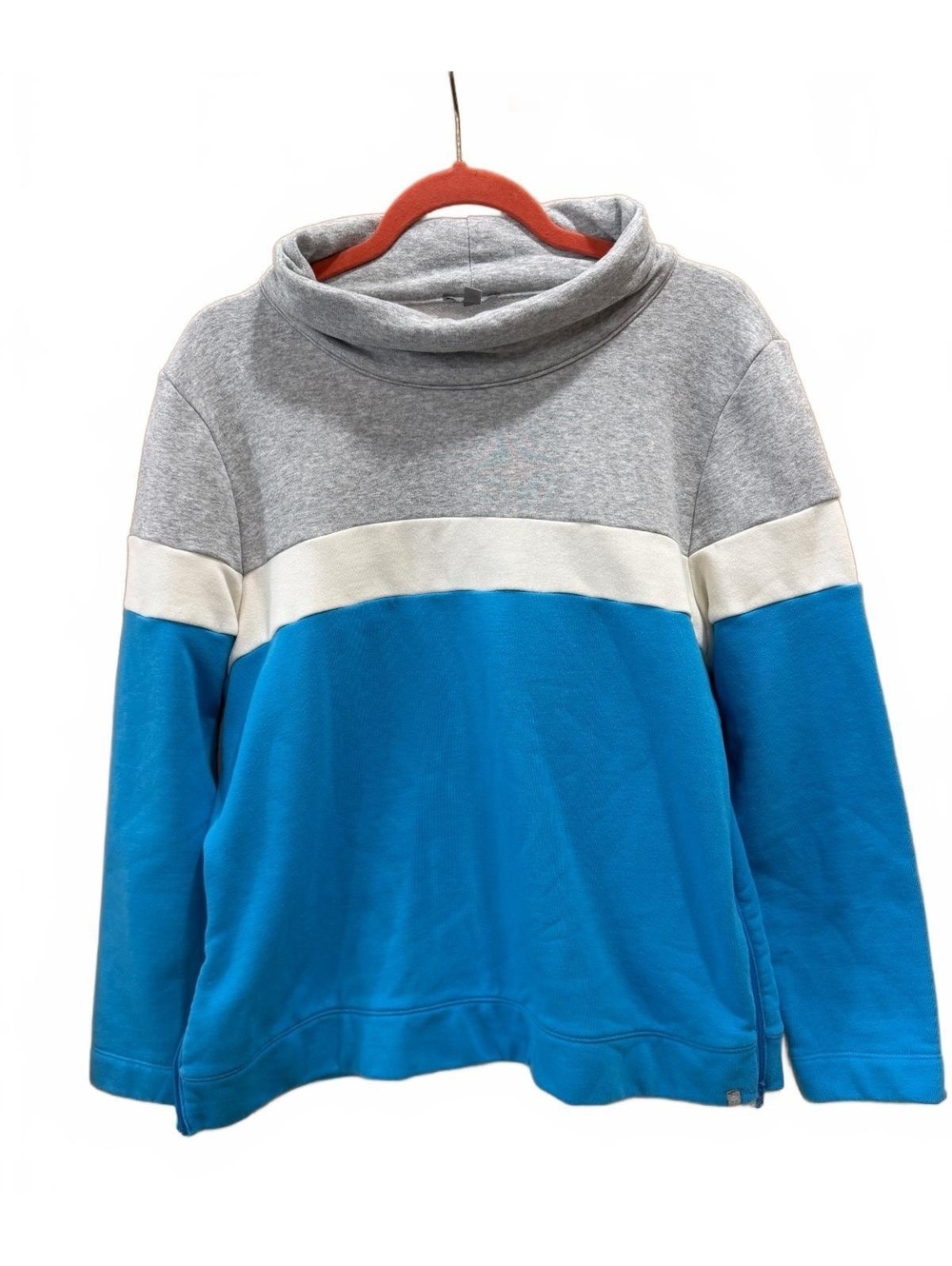 T by Talbots Colorblock Pullover Sweatshirt with Side Zipper, Size Large